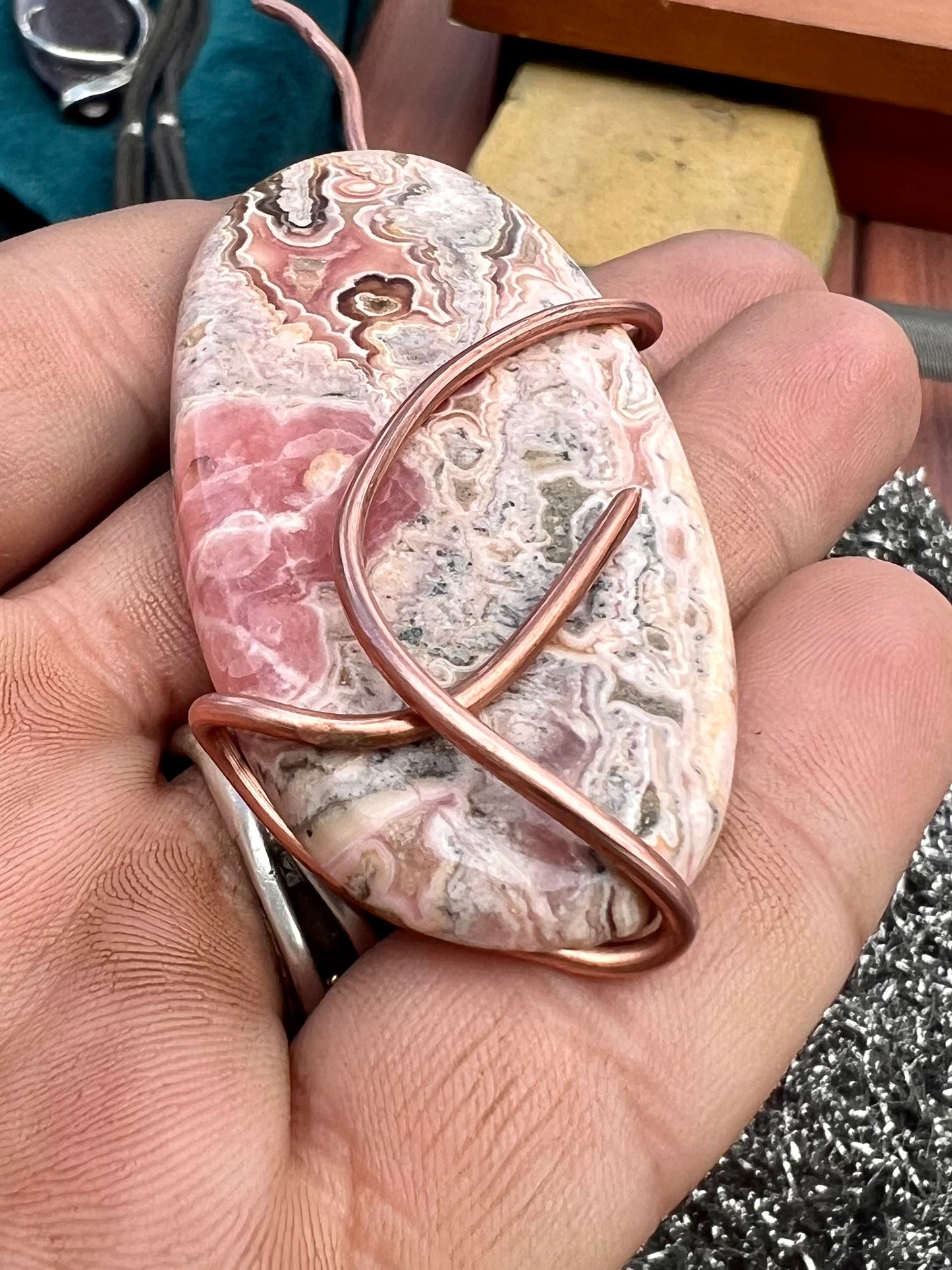 “Pink Dragon” Rhodochrosite on Sterling Silver