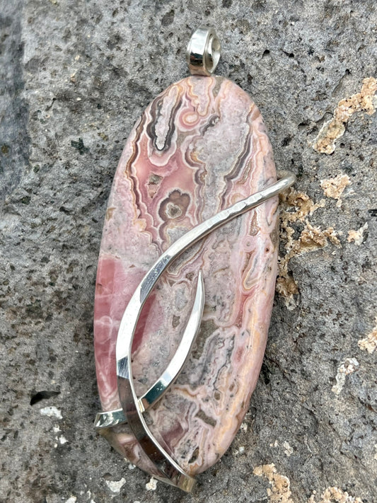 “Pink Dragon” Rhodochrosite on Sterling Silver